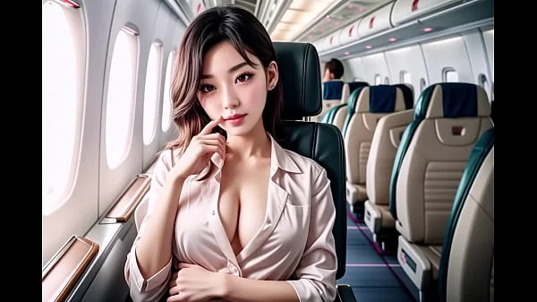 Topless Big Tits Asian Stewardess On Your Service (with pussy masturbation ASMR sound!) Uncensored Hentai