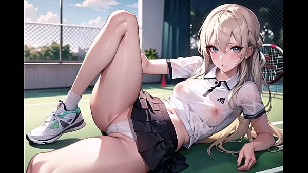 Sexy Young Anime Teens Playing Tennis With Transparent Cloth (with pussy masturbation ASMR sound!) Uncensored Hentai