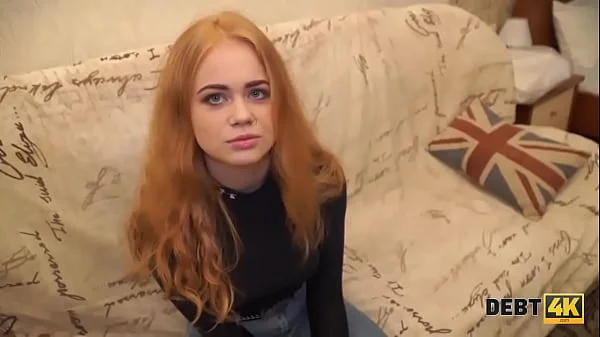 DEBT4k. Red-haired waitress delays debt and fuck is the price for it