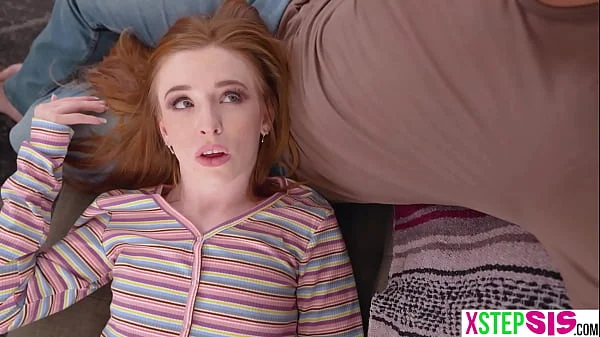 Tiny stepsister teen redhead Maddi Collins tries to seduce in many ways