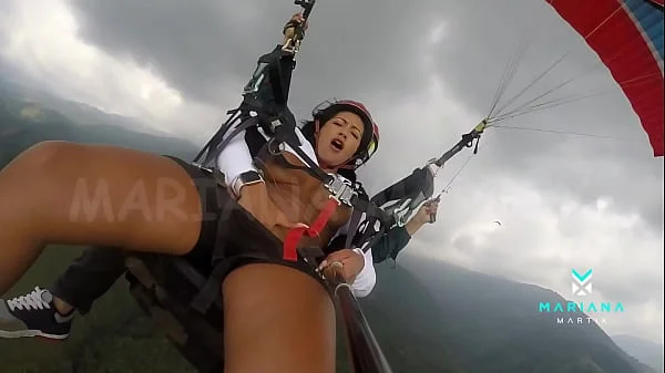 The number one ebony actress from Colombia Mariana Martix goes paragliding masturbating naked