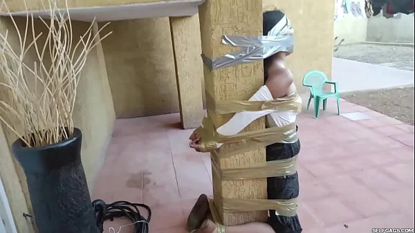 Christian Girl Duct Taped To Pillar And Gagged Tight